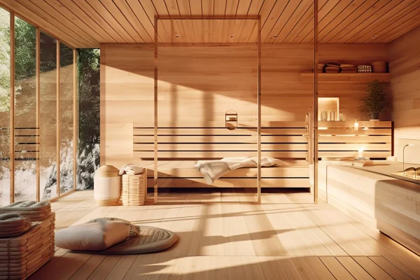 ai-generated-ai-generative-modern-luxury-home-sauna-steam-cabin-heat-spa-wood-style-graphic-art